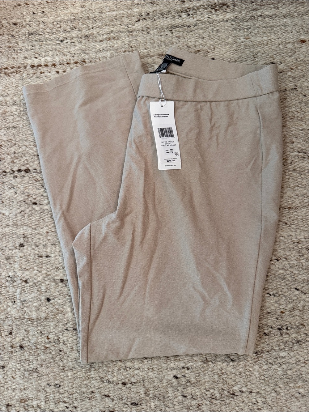 NWT Eileen Fisher Ankle Kick Pant - petite Medium in Wheat